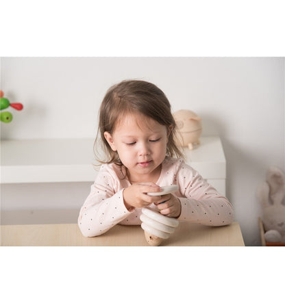 Ovelha empilhável, brinquedo de madeira