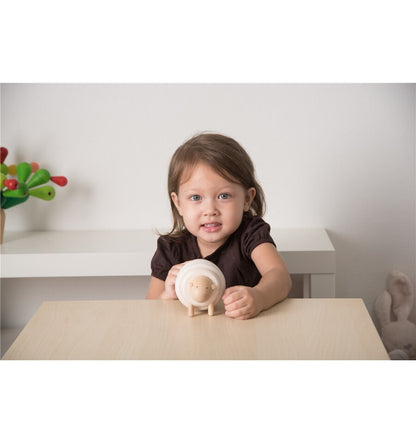 Ovelha empilhável, brinquedo de madeira