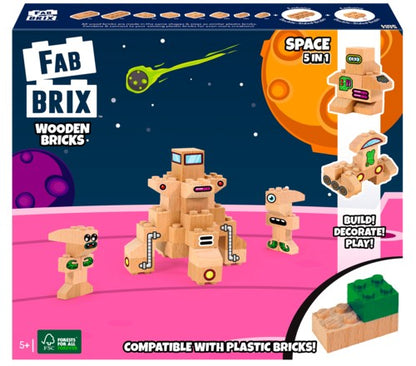 Espaço 5 em 1, brinquedo de construção de madeira