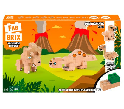 Dinossauros 4 em 1, brinquedo de construção de madeira