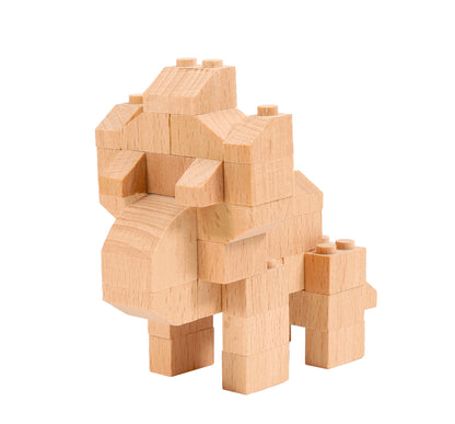 Dinossauros 4 em 1, brinquedo de construção de madeira
