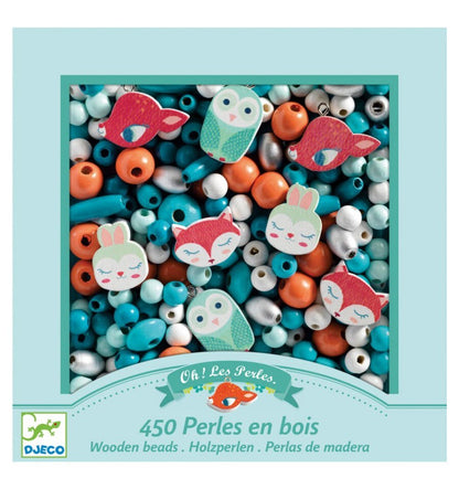 450 contas de madeira - Pequenos Animais