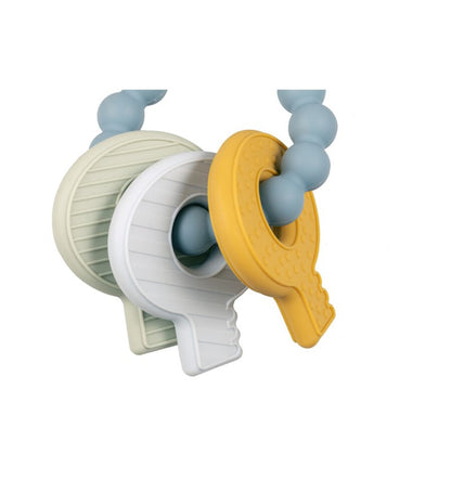 Chaveiro de silicone azul mordedor