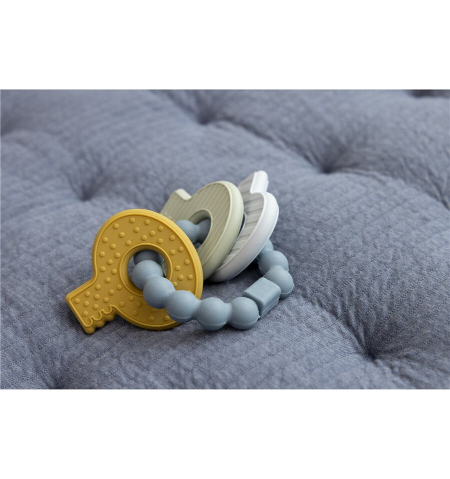 Chaveiro de silicone azul mordedor