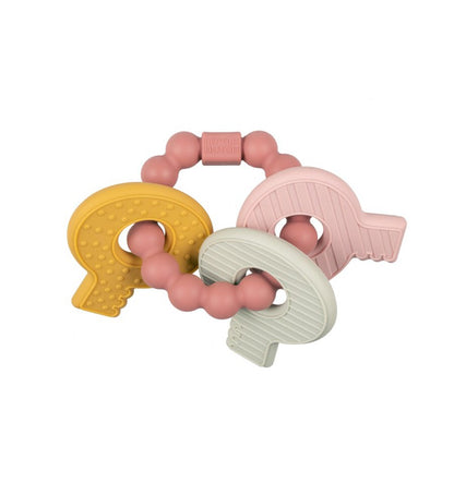 Chaveiro de silicone rosa mordedor