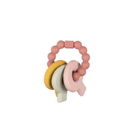 Chaveiro de silicone rosa mordedor