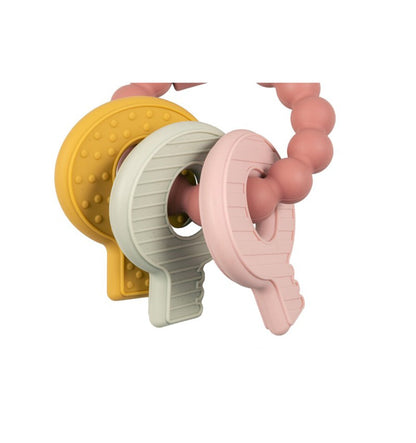 Chaveiro de silicone rosa mordedor