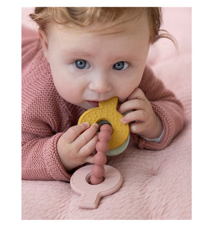 Chaveiro de silicone rosa mordedor