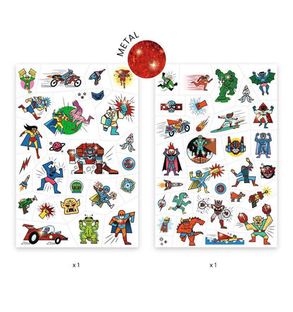 Adesivos de tatuagem Heróis vs. Inimigos