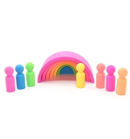 Neon rainbow + silicone figures