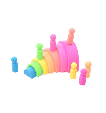 Neon rainbow + silicone figures
