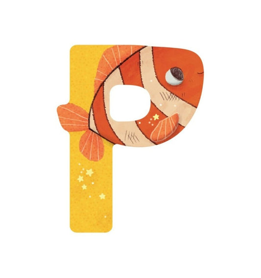 Yellow wooden letter P