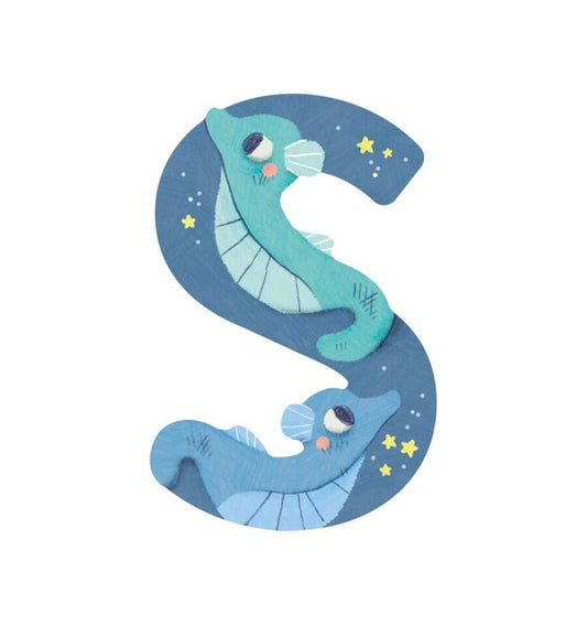 Blue wooden letter S