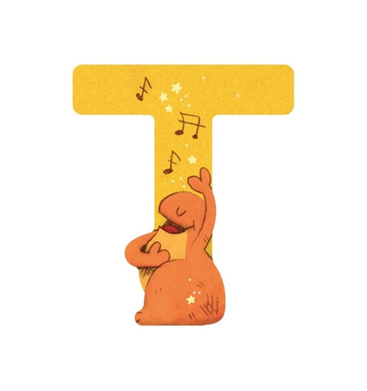Yellow wooden letter T