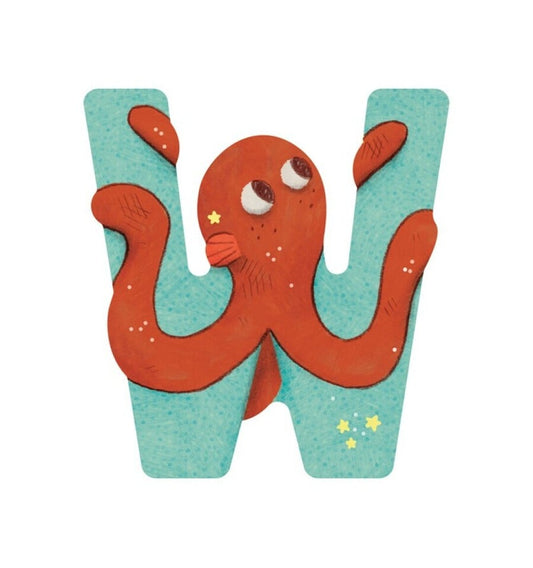 Wooden letter W blue