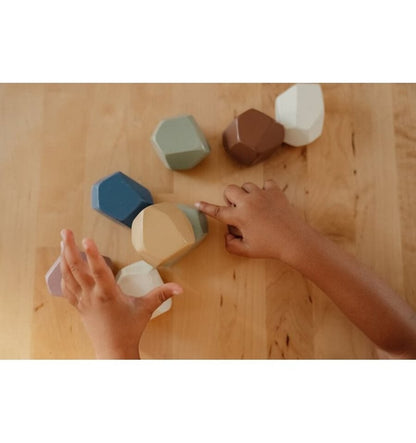 Empilhamento de pedras vintage, brinquedo de madeira