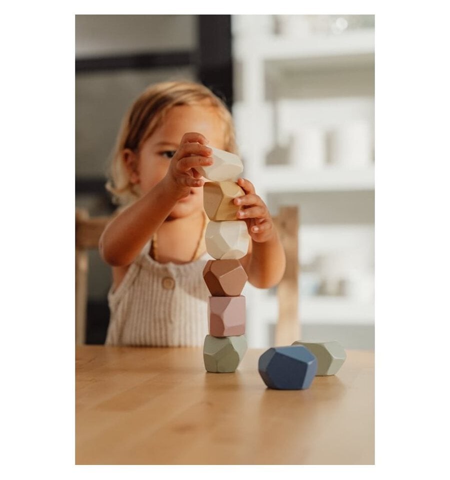 Empilhamento de pedras vintage, brinquedo de madeira