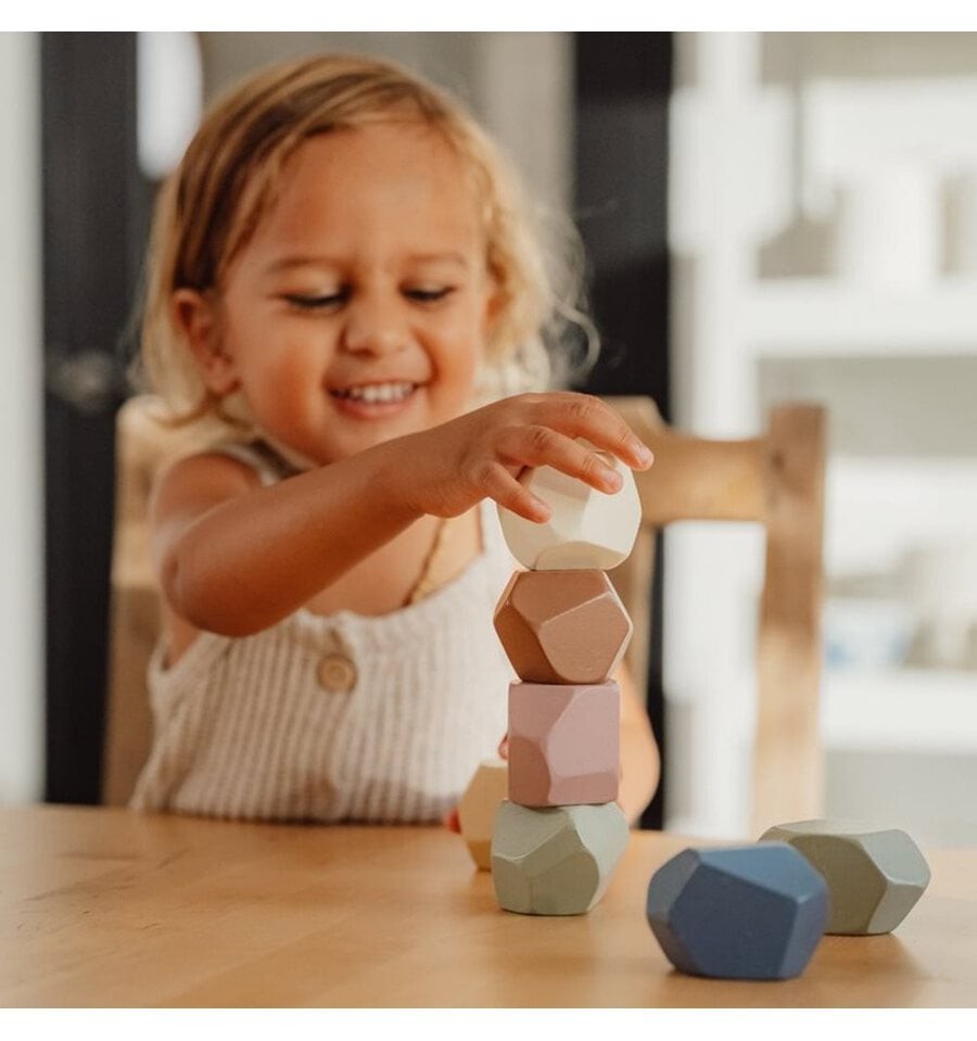 Empilhamento de pedras vintage, brinquedo de madeira