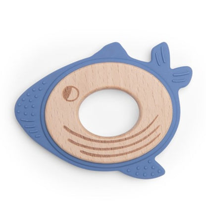 Whale teething ring made of wood and silicone