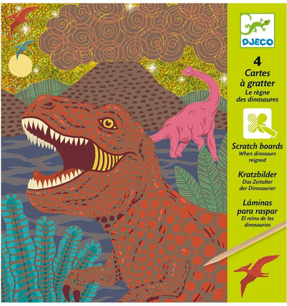 Cartões de raspar. O reino dos dinossauros