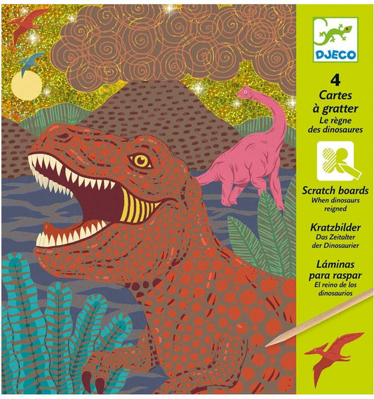 Cartões de raspar. O reino dos dinossauros