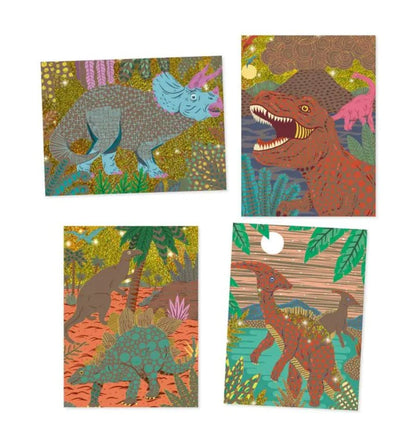 Cartões de raspar. O reino dos dinossauros