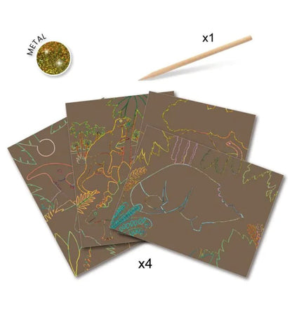 Cartões de raspar. O reino dos dinossauros