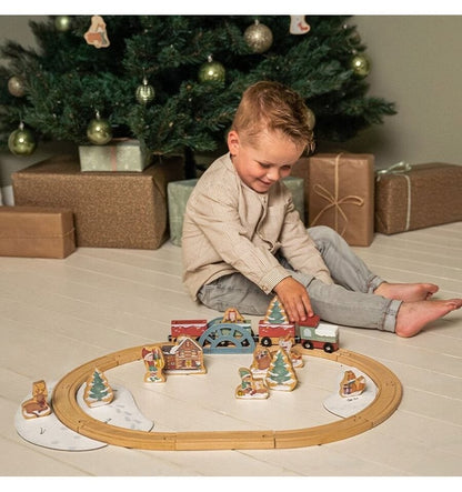 Circuito de tren de madera especial navidad