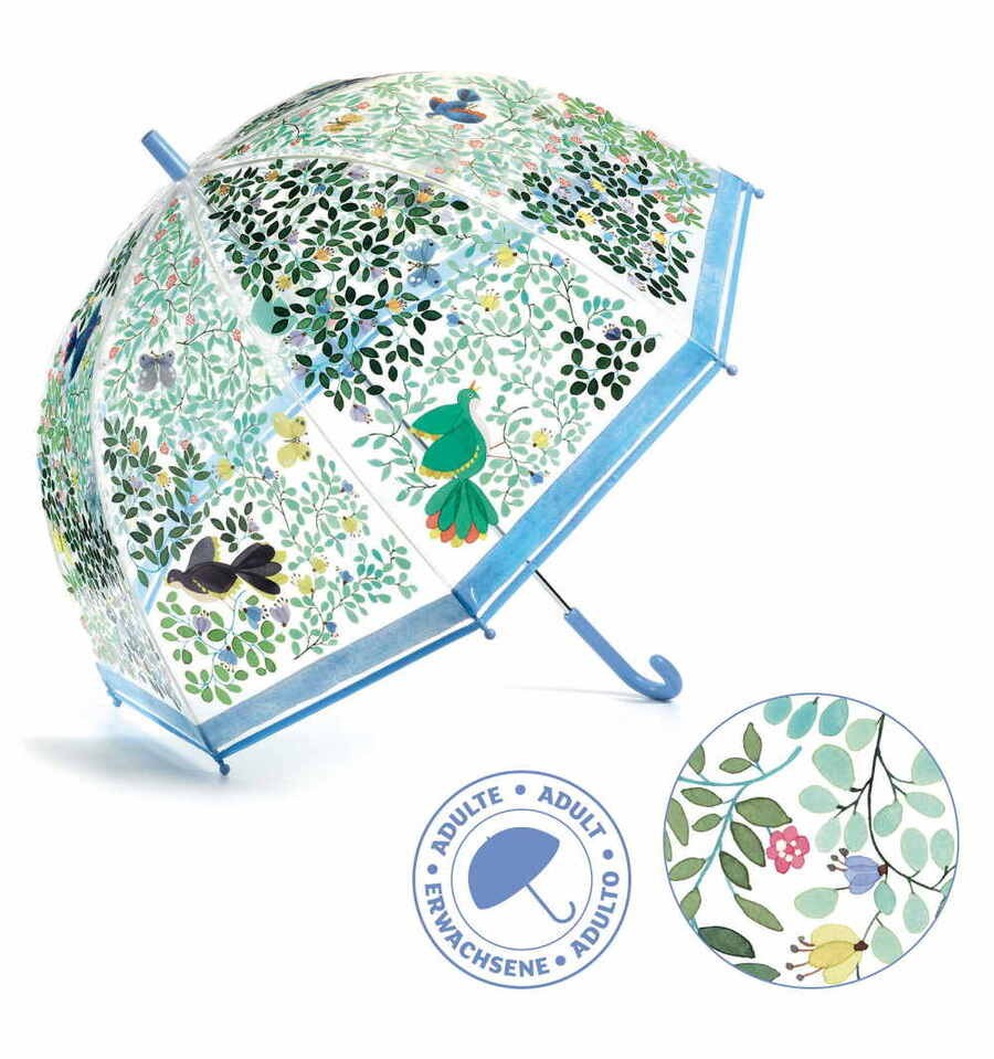 Grande guarda-chuva transparente de pássaros selvagens