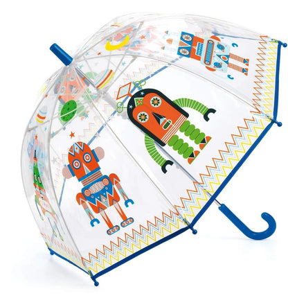 Paraguas mediano transparente de robots