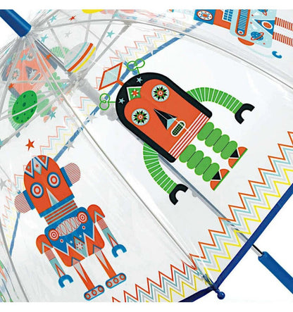 Paraguas mediano transparente de robots