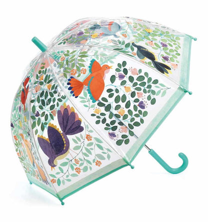 Medium transparent umbrella with flowers and birds
