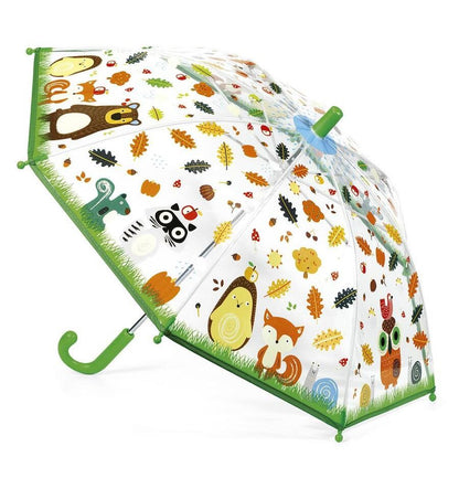 Paraguas pequeño transparente de animales del bosque