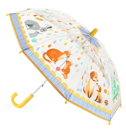 Pequeno guarda-chuva transparente mãe e bebê