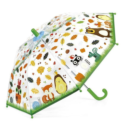 Paraguas pequeño transparente de animales del bosque
