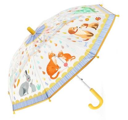Pequeno guarda-chuva transparente mãe e bebê
