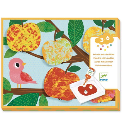 Painting with marbles. Multicolored nature