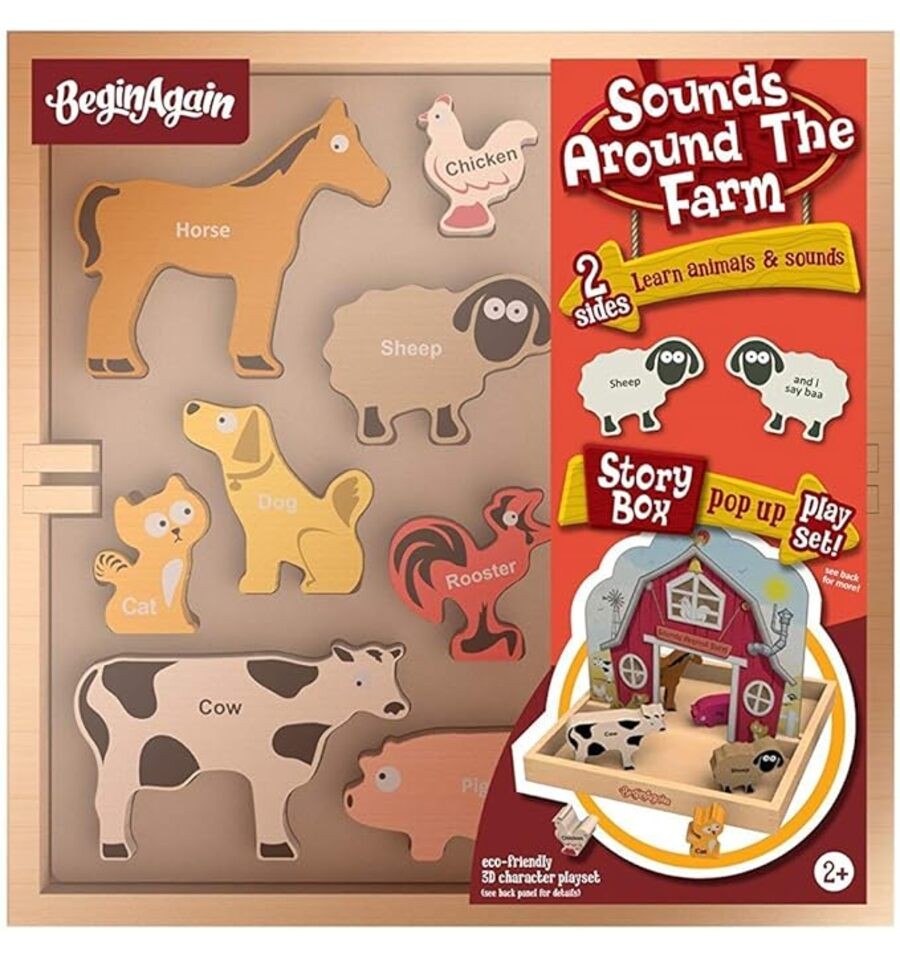 Farm Animals and Sounds, educational wooden game