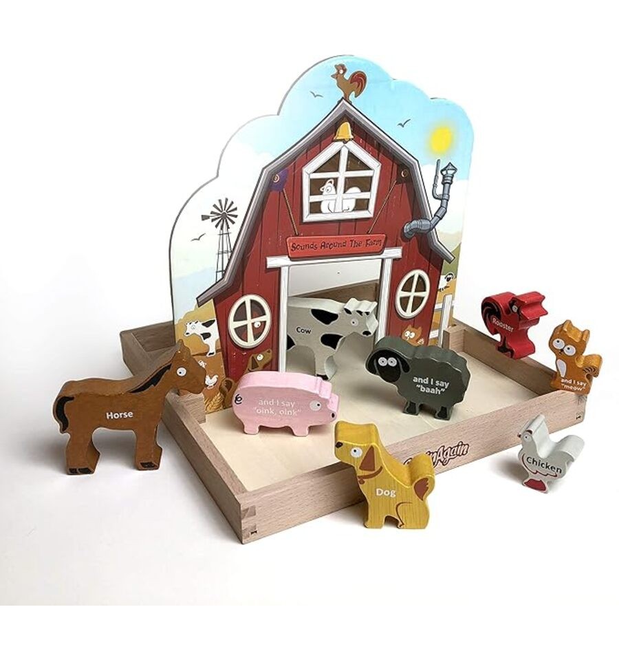 Farm Animals and Sounds, educational wooden game