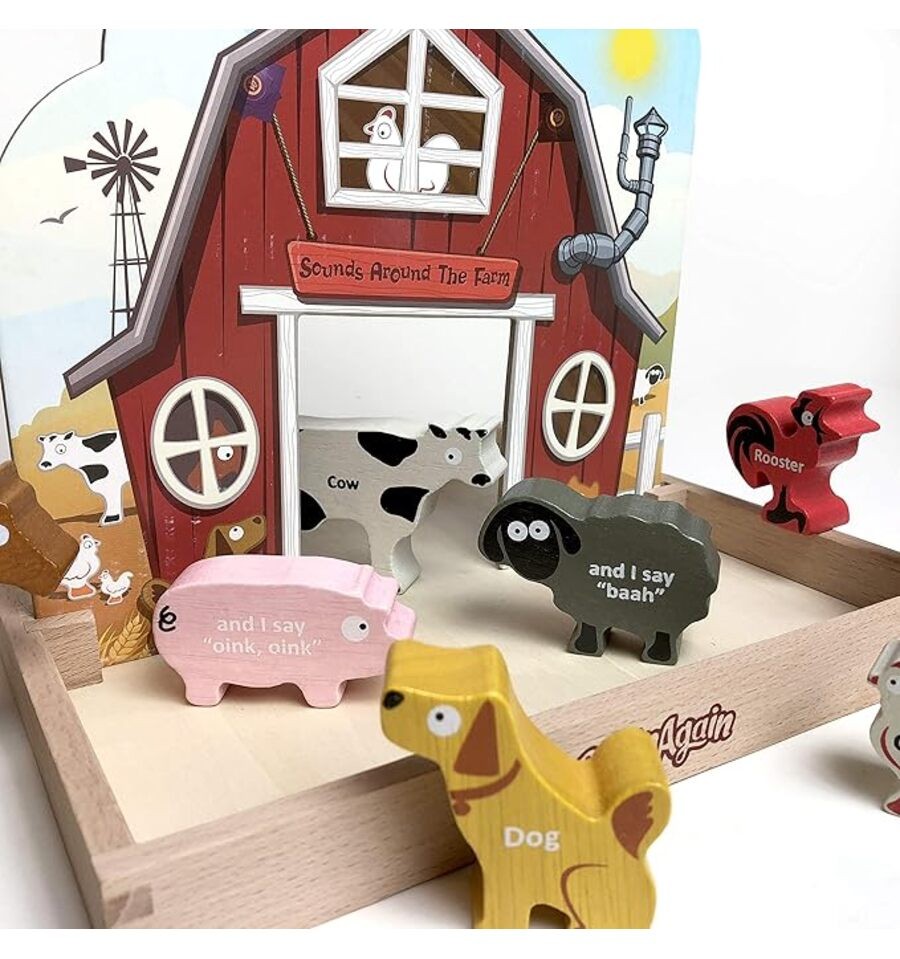 Farm Animals and Sounds, educational wooden game