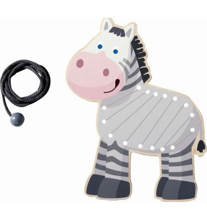 Juego para ensartar, diseño cebra