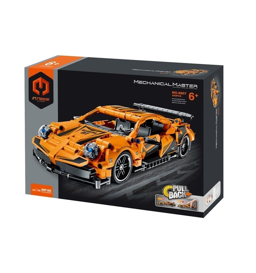 Supercarro laranja, carro de 490 peças