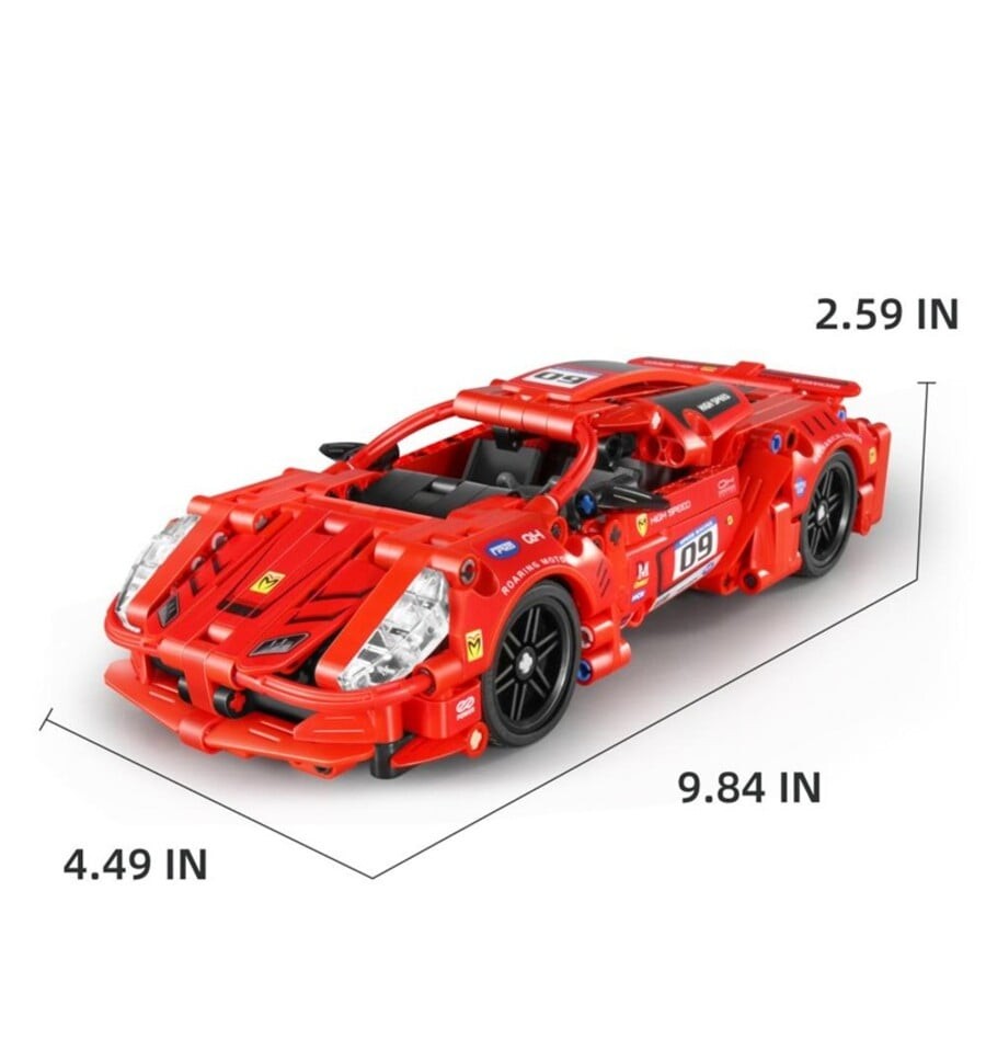 Supercarro vermelho, carro de 437 peças