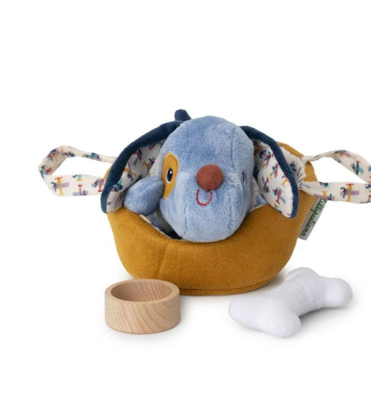 Jules the dog and his basket