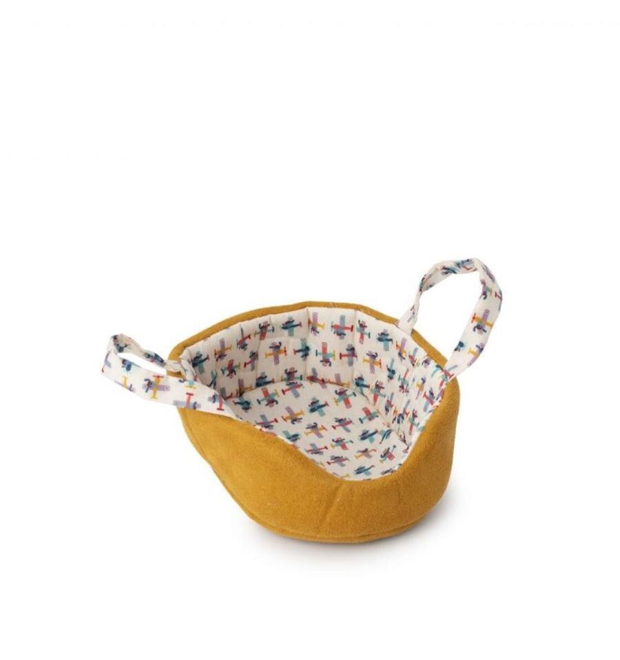 Jules the dog and his basket