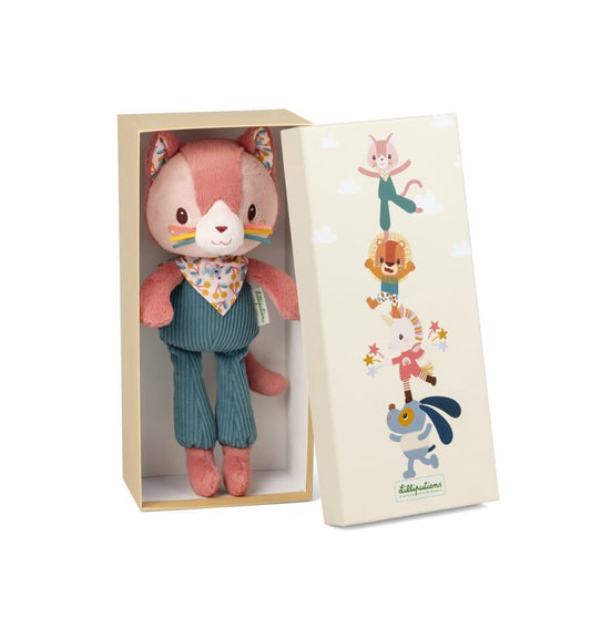 Loving plush Jeanne the cat