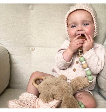 Mint wooden and silicone pacifier holder