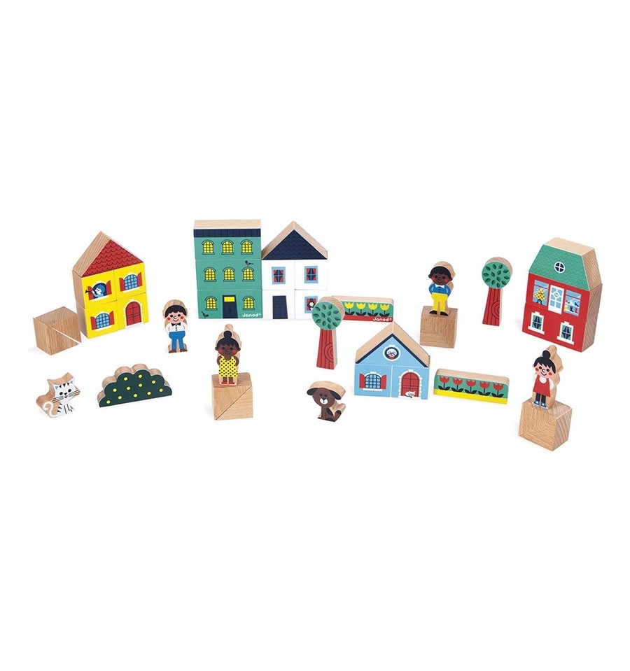 36-piece wooden city block set - Cross Roads