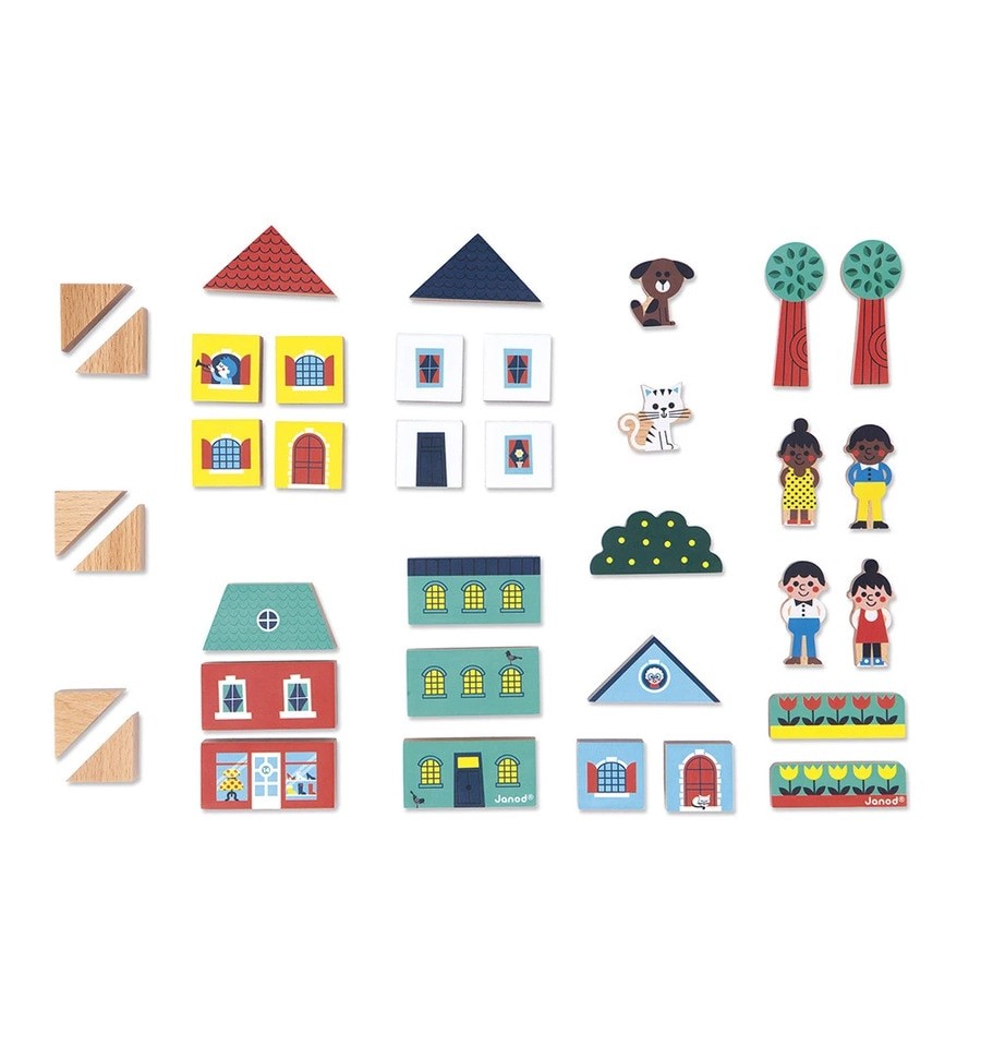 36-piece wooden city block set - Cross Roads