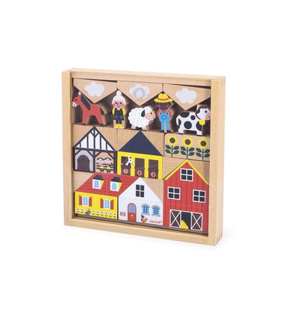 Campo - Cross Roads Conjunto de blocos de madeira com 34 peças